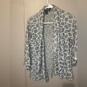 Peck & Peck Gray Cardigan Sweater with Giraffe Print